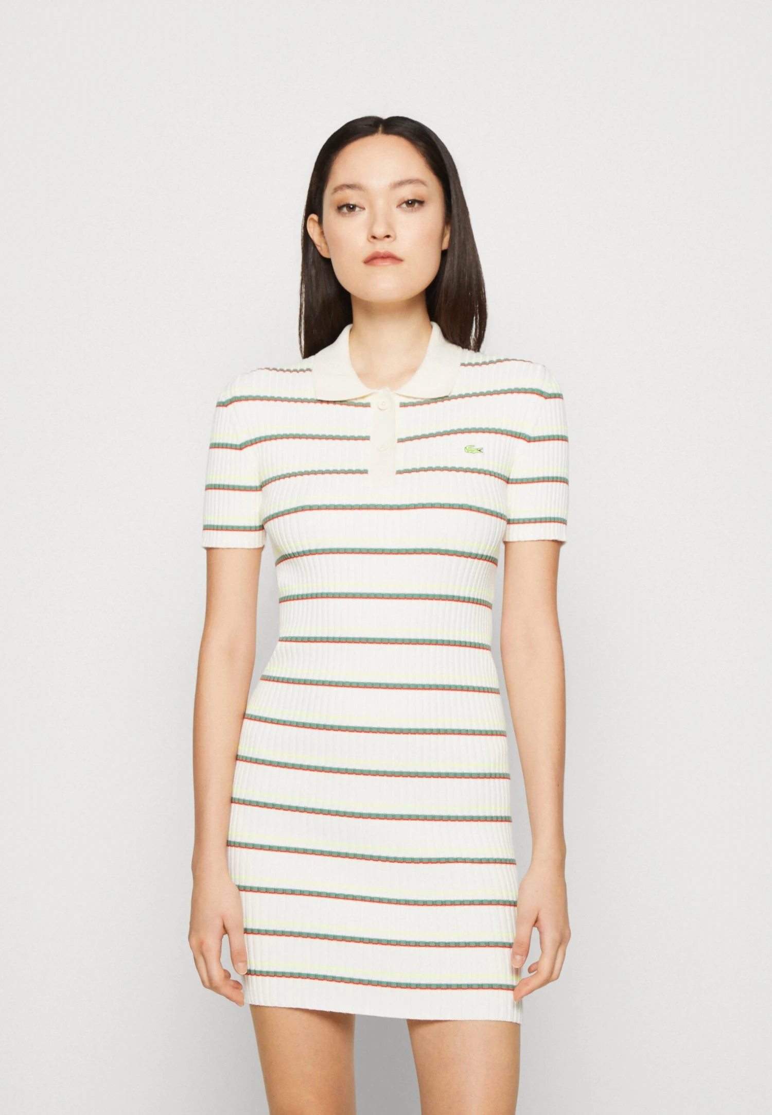 Lacoste Knitted Polo Mini Dress - Robe Pull - Lapland/Flour-Multicolore