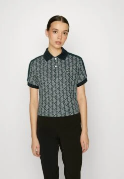 Lacoste Cropped Polo Shirt With Print - Polo - Vert Beige