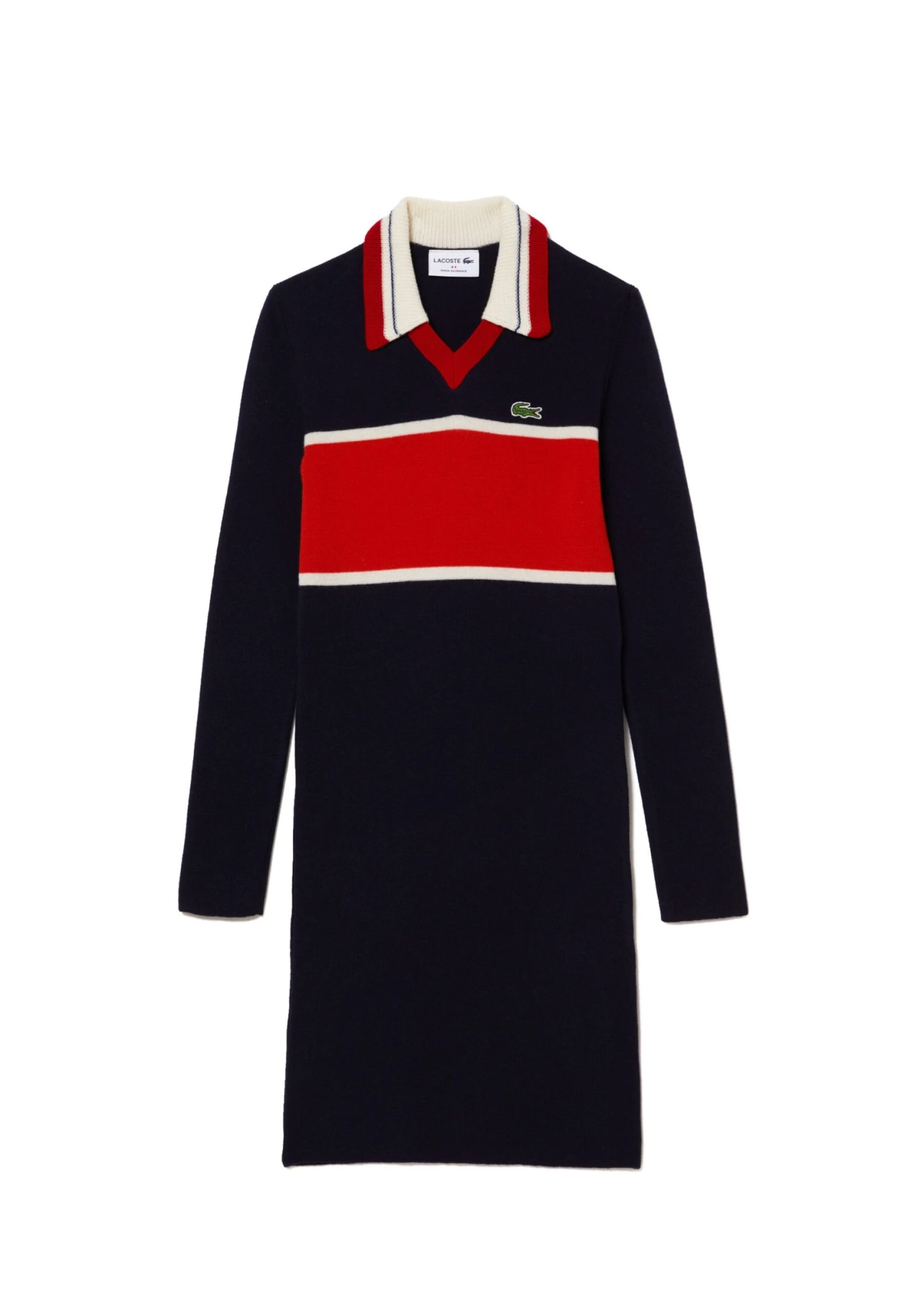 Lacoste Robe Pull - Bleu Marine Orange Blanc