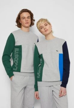 Lacoste Unisex - Sweatshirt - Silver Chine/Green/Navy Blue/Blue Royal