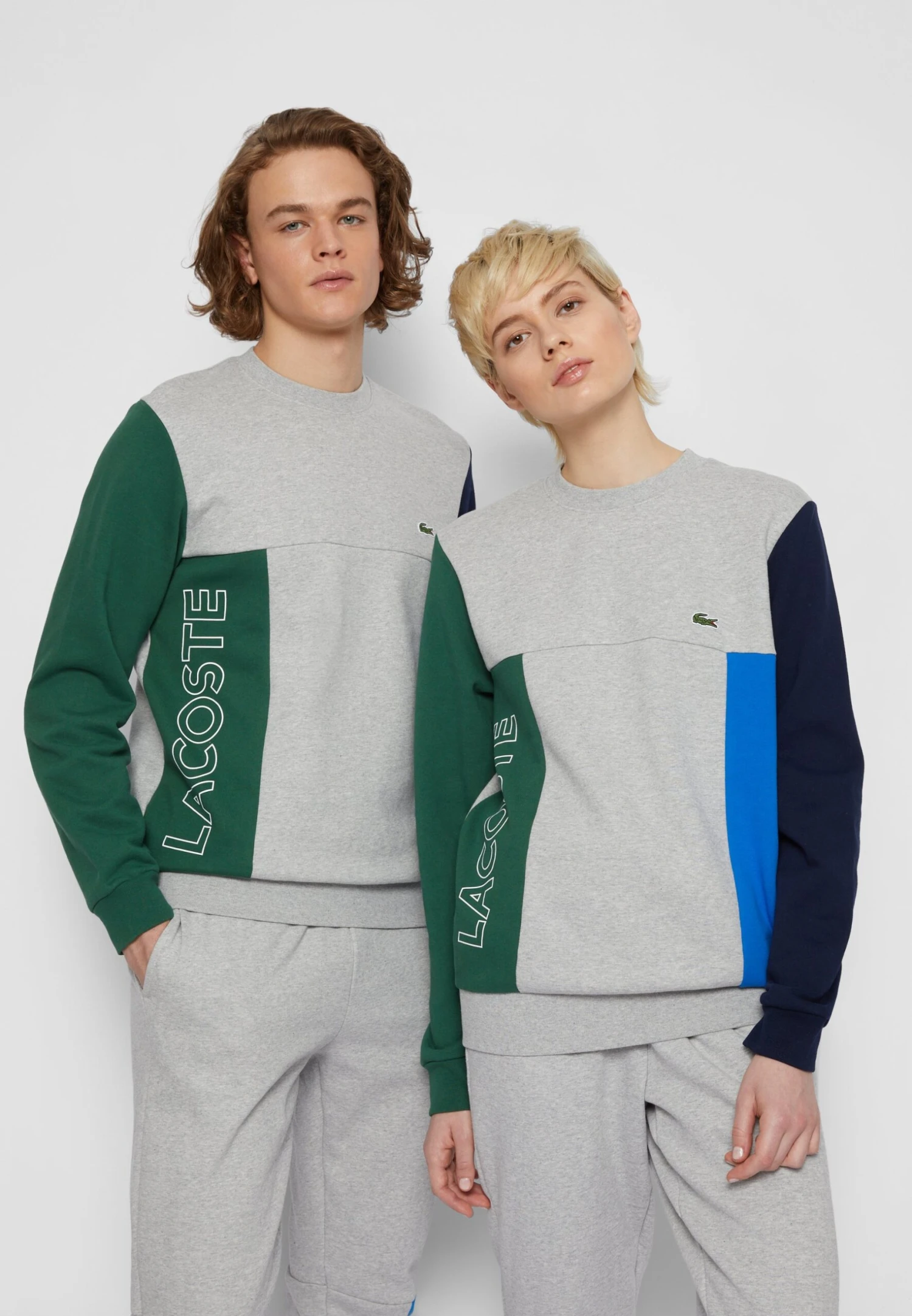 Lacoste Unisex - Sweatshirt - Silver Chine/Green/Navy Blue/Blue Royal
