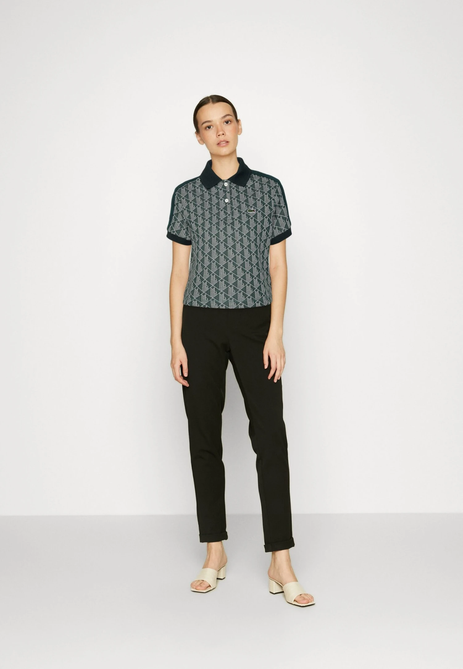 Lacoste Cropped Polo Shirt With Print - Polo - Vert Beige – Image 2