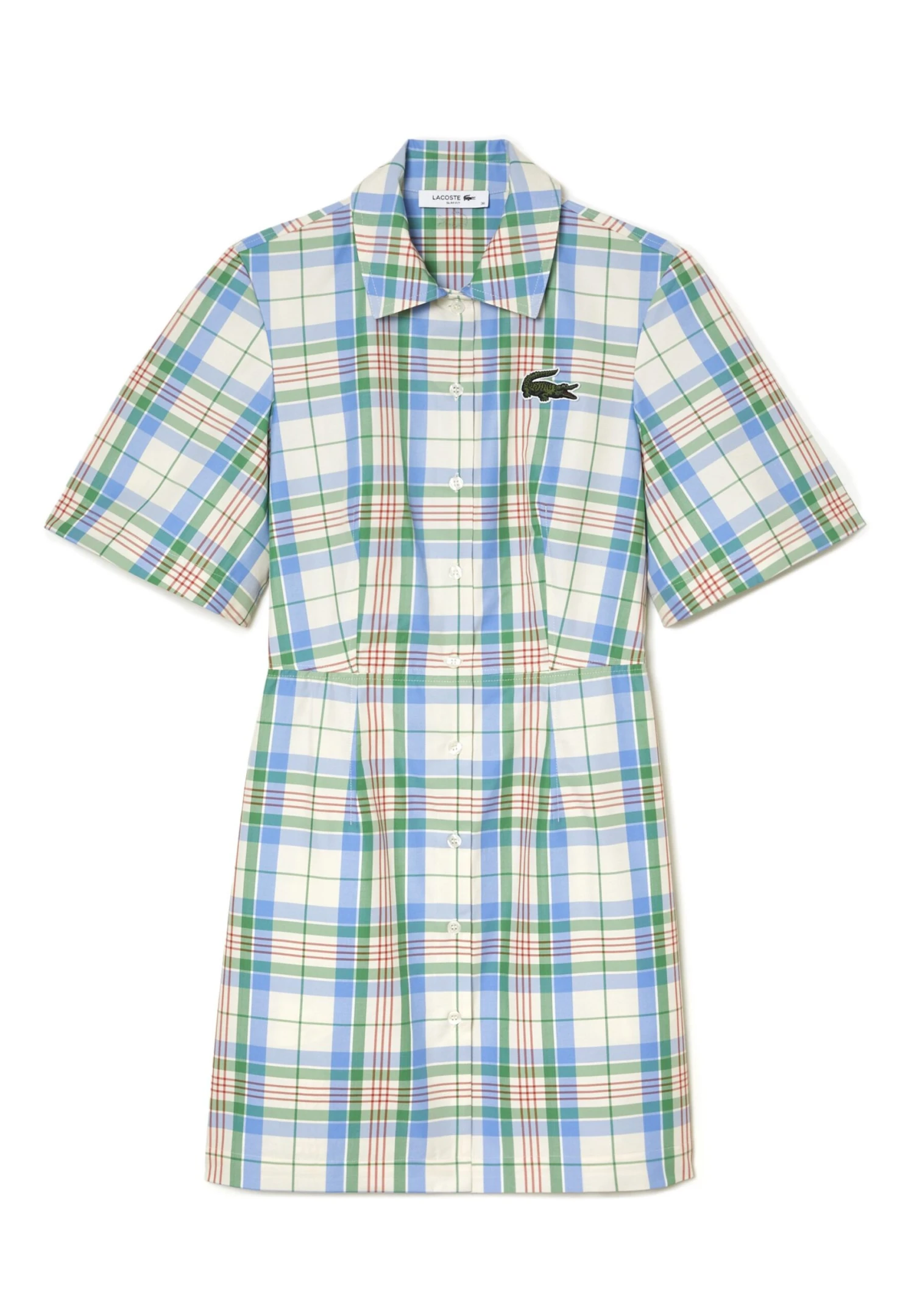 Lacoste Robe Chemise - Blanc Blanc Vert Bleu Orange Blanc